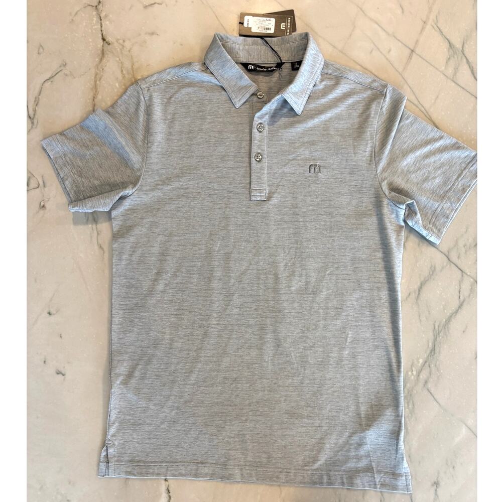 NWT Travis Mathew Light Heathered Gray TM Logo Polo Shirt Size Mens S